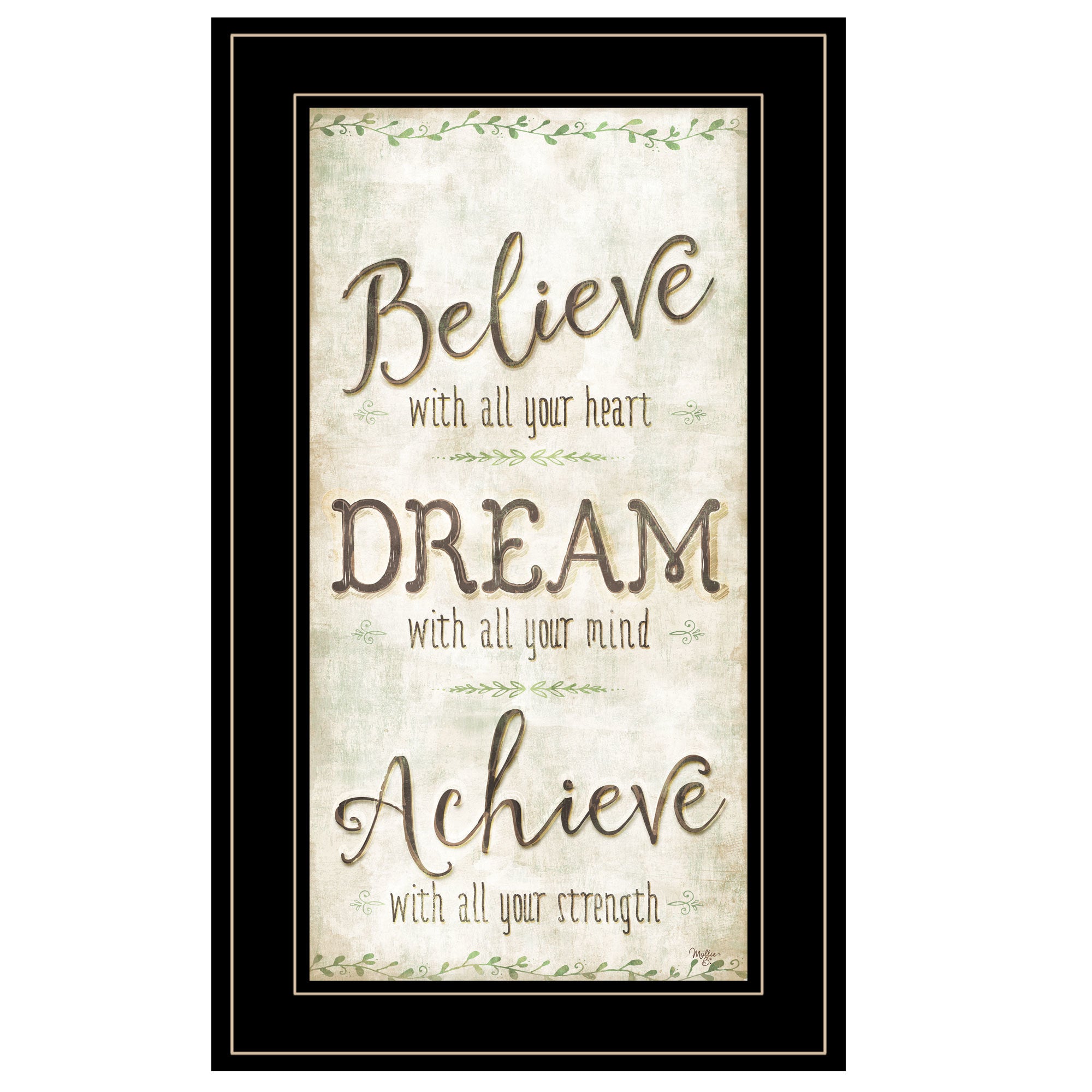 "Believe" by Mollie B, Ready to Hang Framed Print, Black Frame