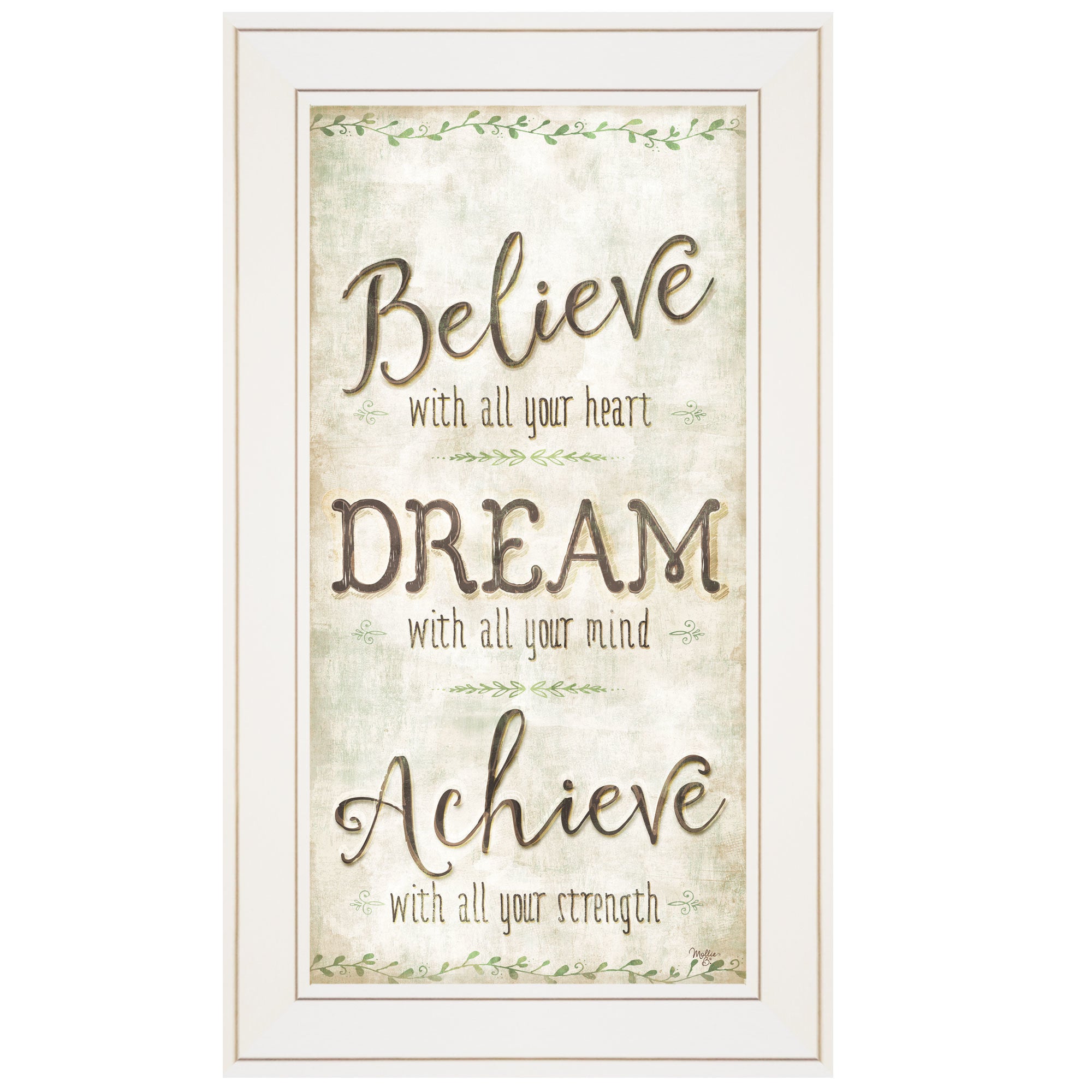 "Believe" by Mollie B, Ready to Hang Framed Print, White Frame