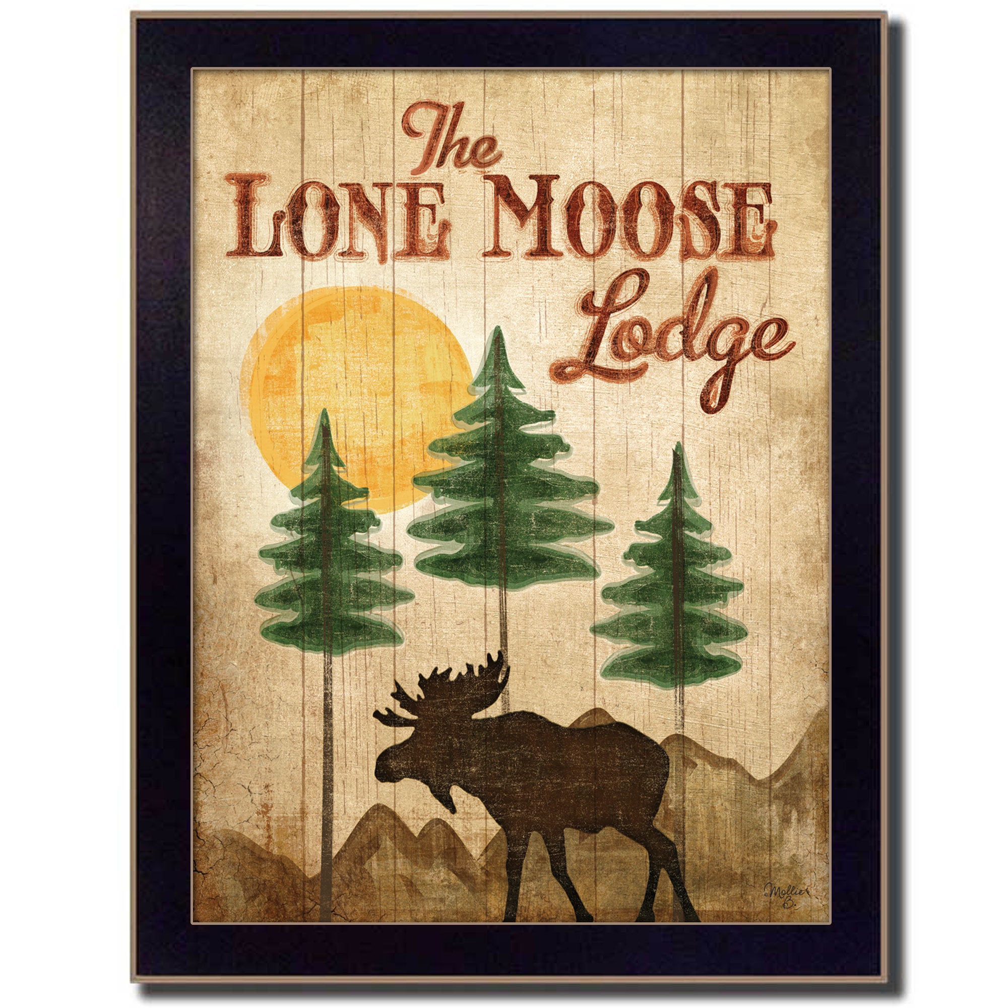 "Lone Moose" By Mollie B., Printed Wall Art, Ready To Hang Framed Poster, Black Frame