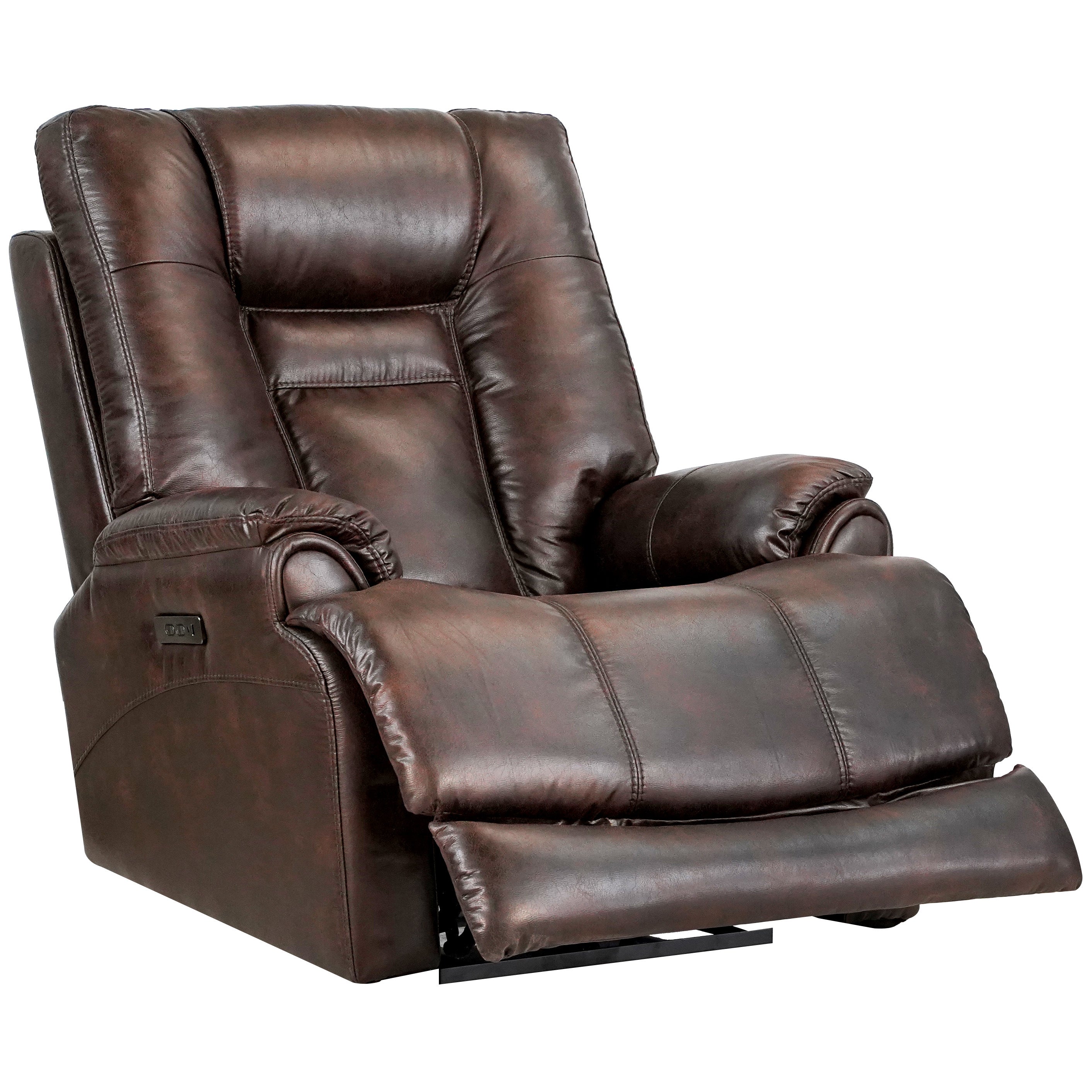 Leather Gel Zero Gravity Brown 37.5'' Width Power Recliner with Power Headrest