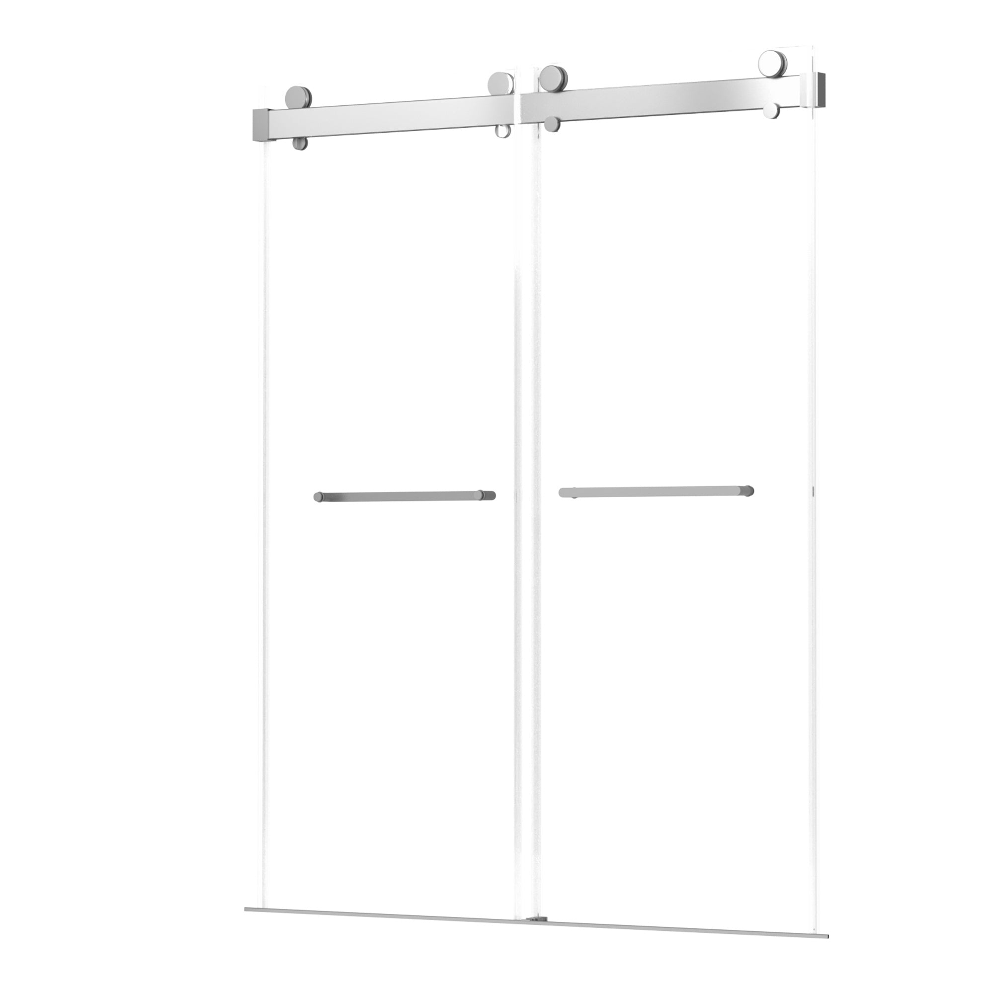 Frameless Double Sliding Shower, 69" - 72" Width, 79" Height, 3/8" (10 mm) Clear Tempered Glass, , Designed for Smooth Door with Clear Tempered Glass and Stainless Steel Hardware Brushed Nickel