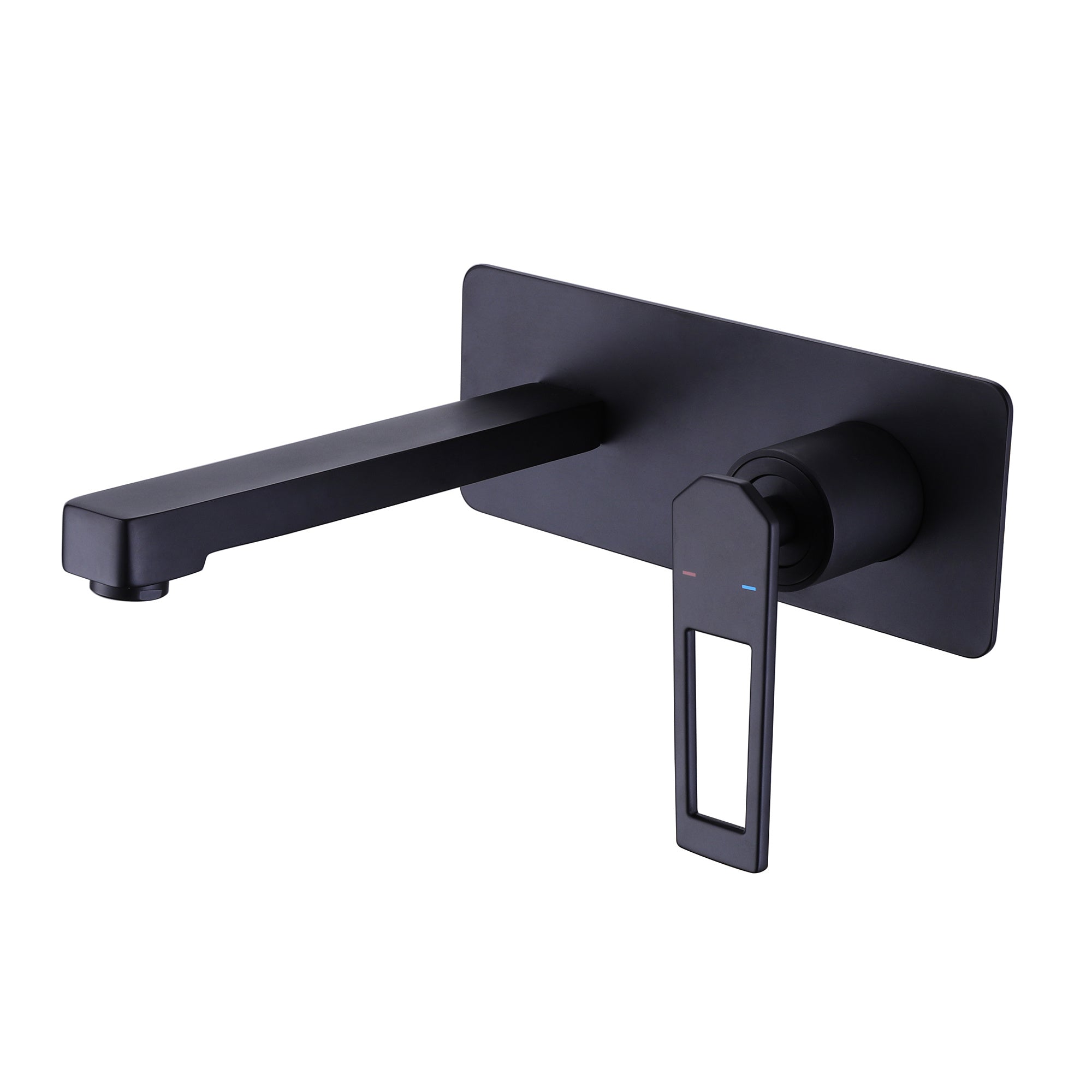 Modern Wall Mounted Bathroom Faucet with Rough-In Valve in Matte Black