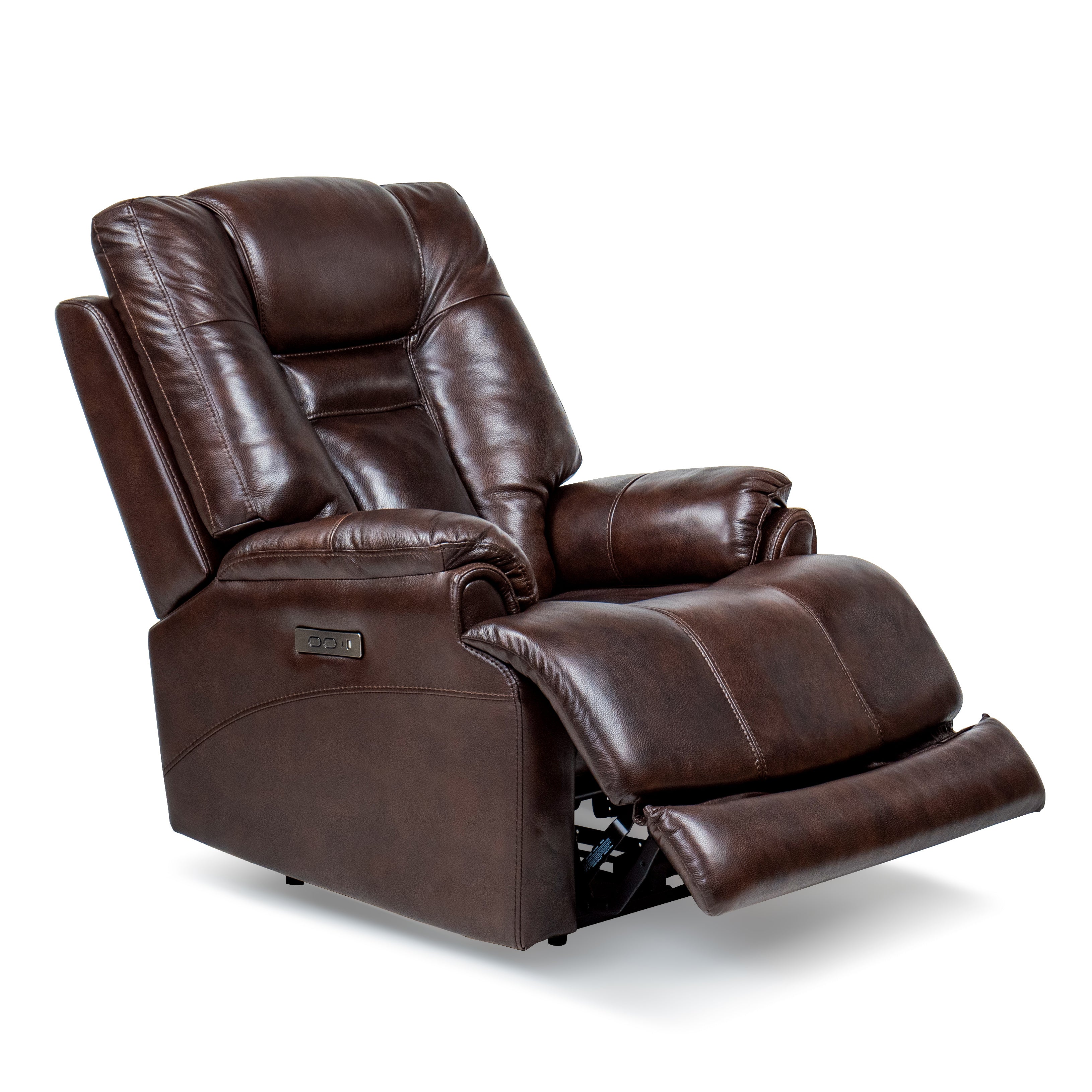 LYS Genuine leather Chocolate Brown 37.5"Width Zero Gravity Power Recliner with Power Headrest