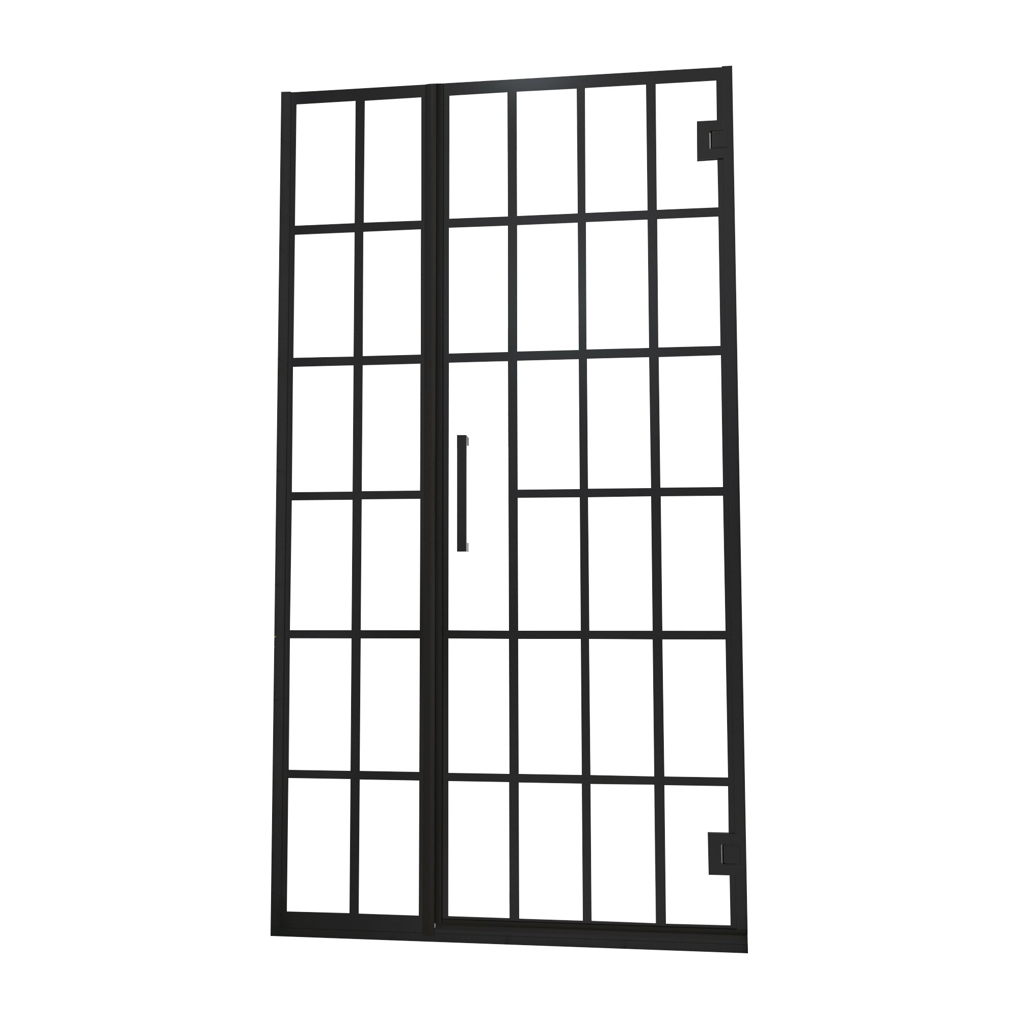 Shower Door 34" W x 72" H Pivot Frameless Shower Door with Pattern Glass, Open Entry Design in Matte Black