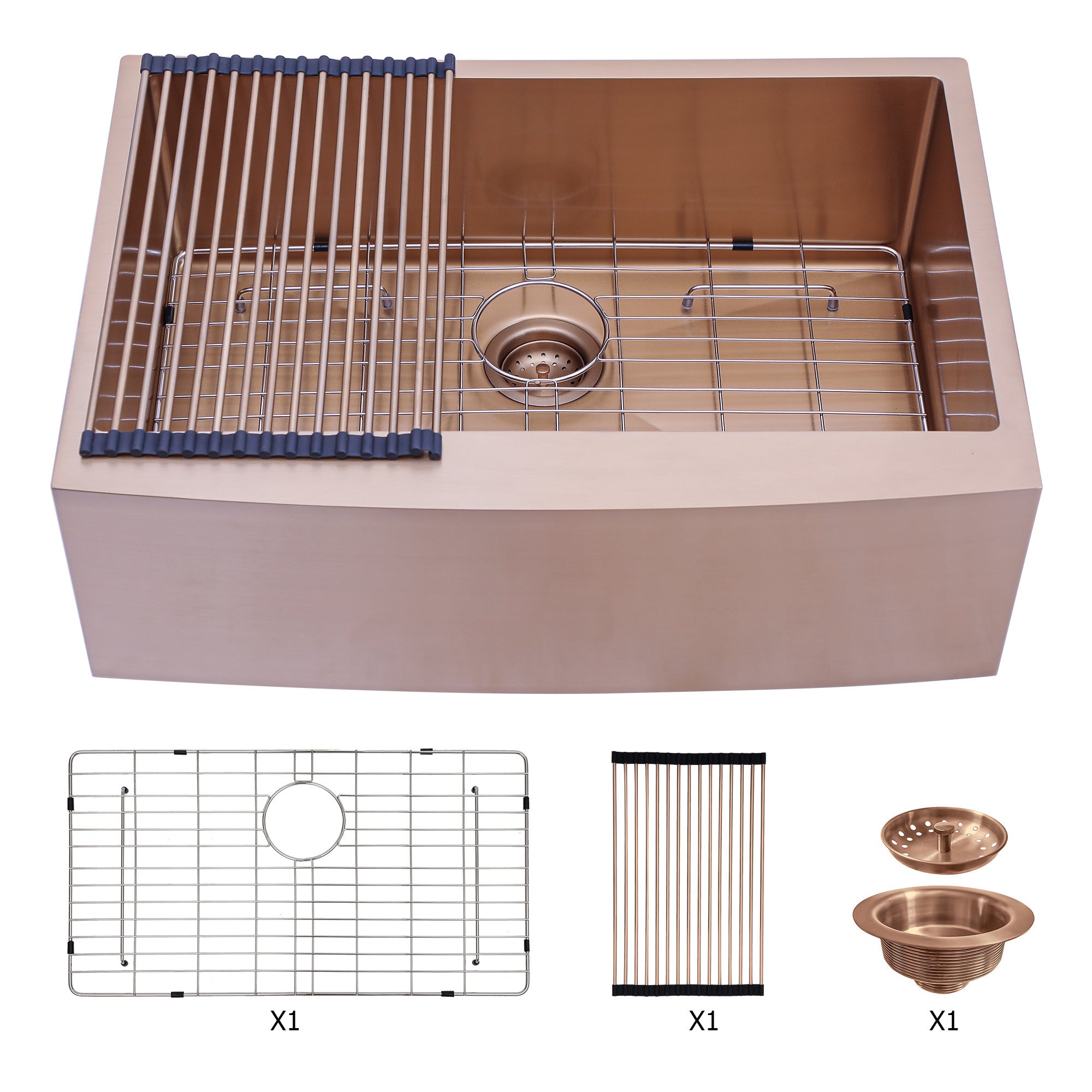 30 Rose Gold Farmhouse Sink - 30 Inch Kitchen Sink Stainless Steel 16 gauge Apron Front Kitchen Sink