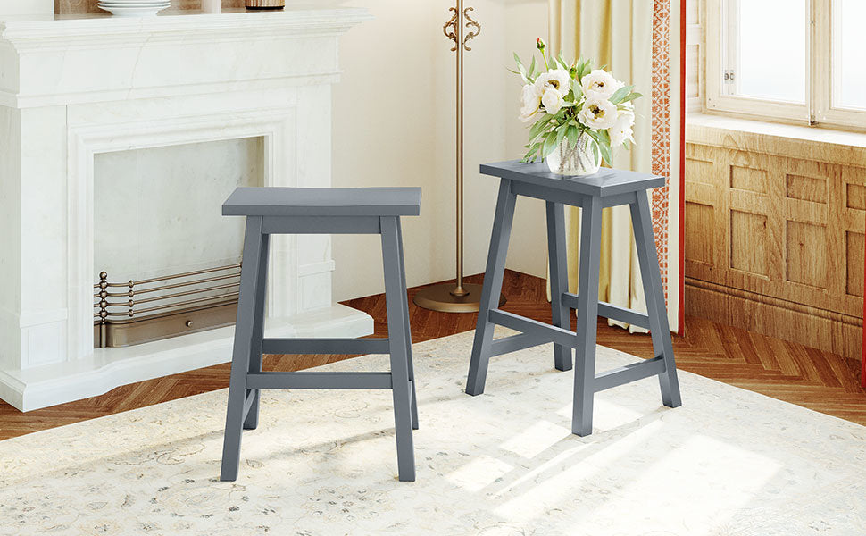 TOPMAX Farmhouse Rustic 2-piece Counter Height Wood Kitchen Dining Stools for Small Places, Gray