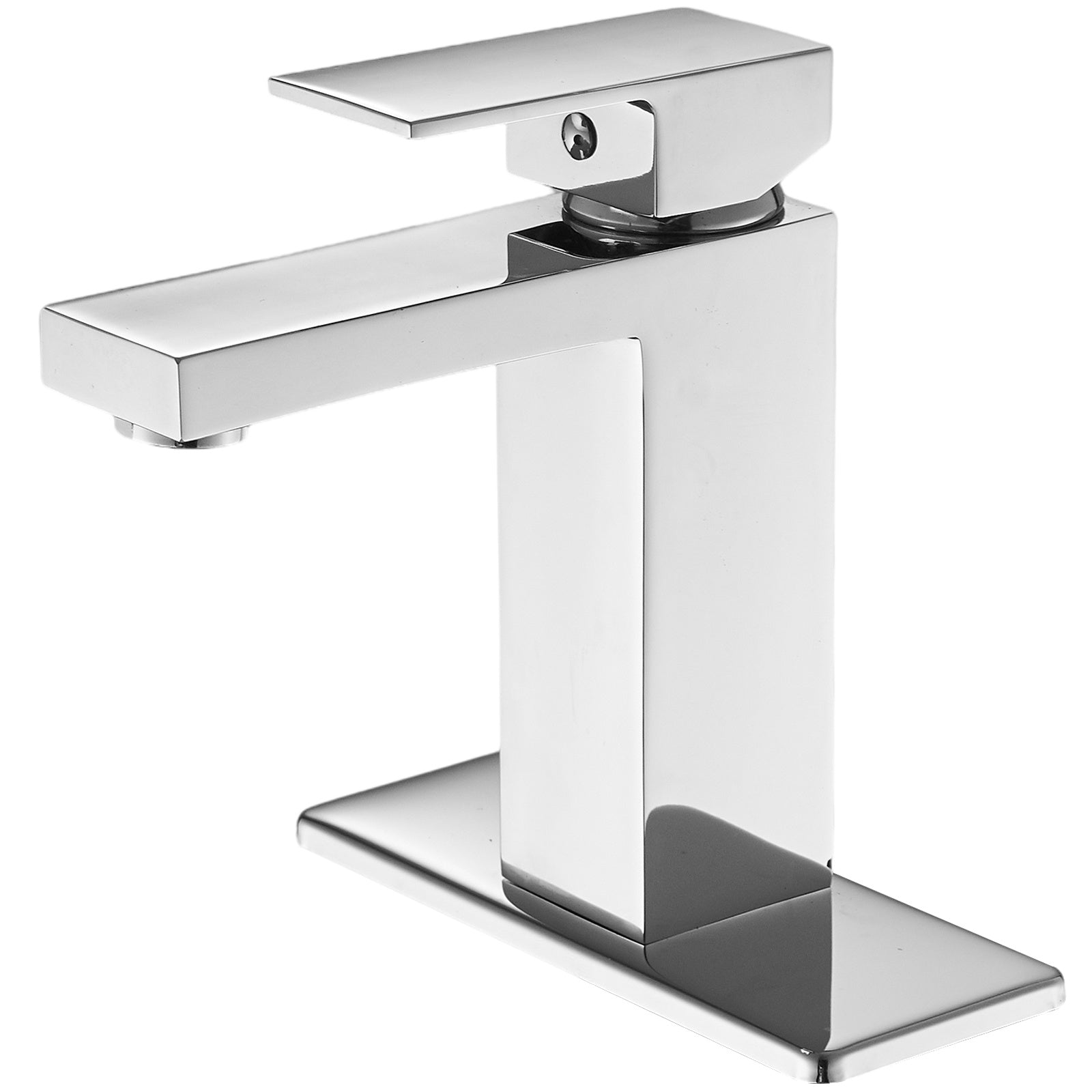 Single Hole Single-Handle Low-Arc Bathroom Faucet With Supply Line in Polished Chrome