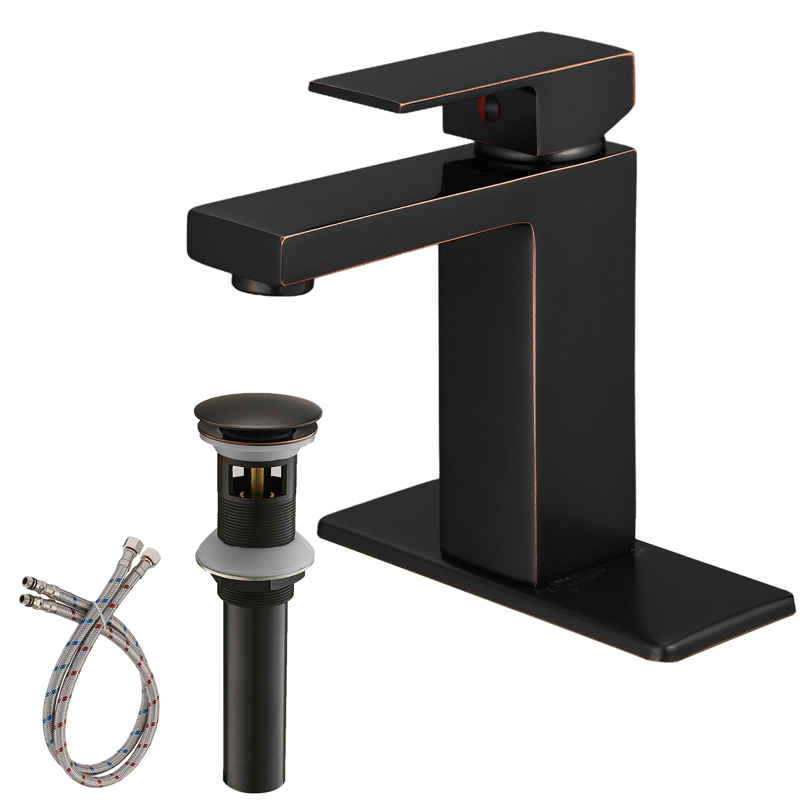 Single Hole Single-Handle Low-Arc Bathroom Faucet With Pop-up Drain Assembly Oil Rubbed Bronze