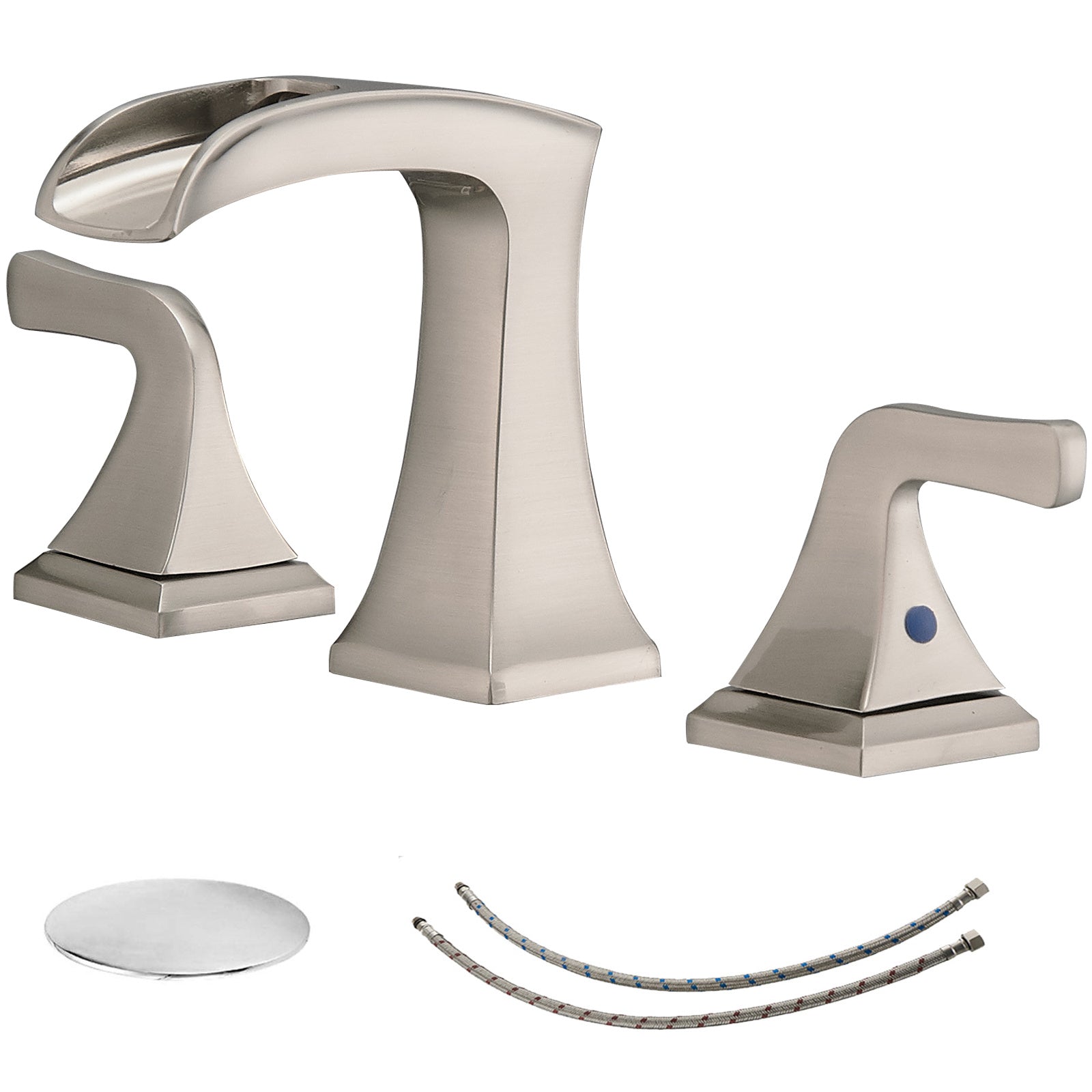 8 in. Widespread 2-Handle Waterfall Bathroom Sink Faucet in Brushed Nickel