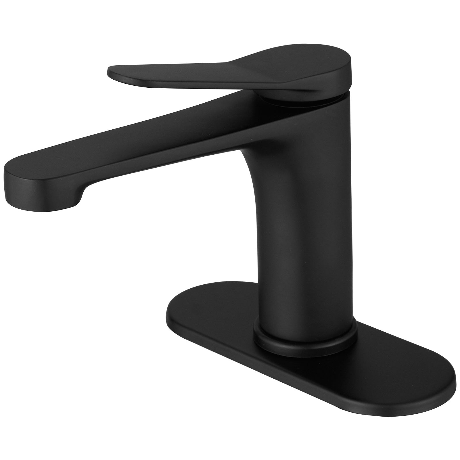 Single Handle Single Hole Bathroom Faucet with Supply Line in Matte Black