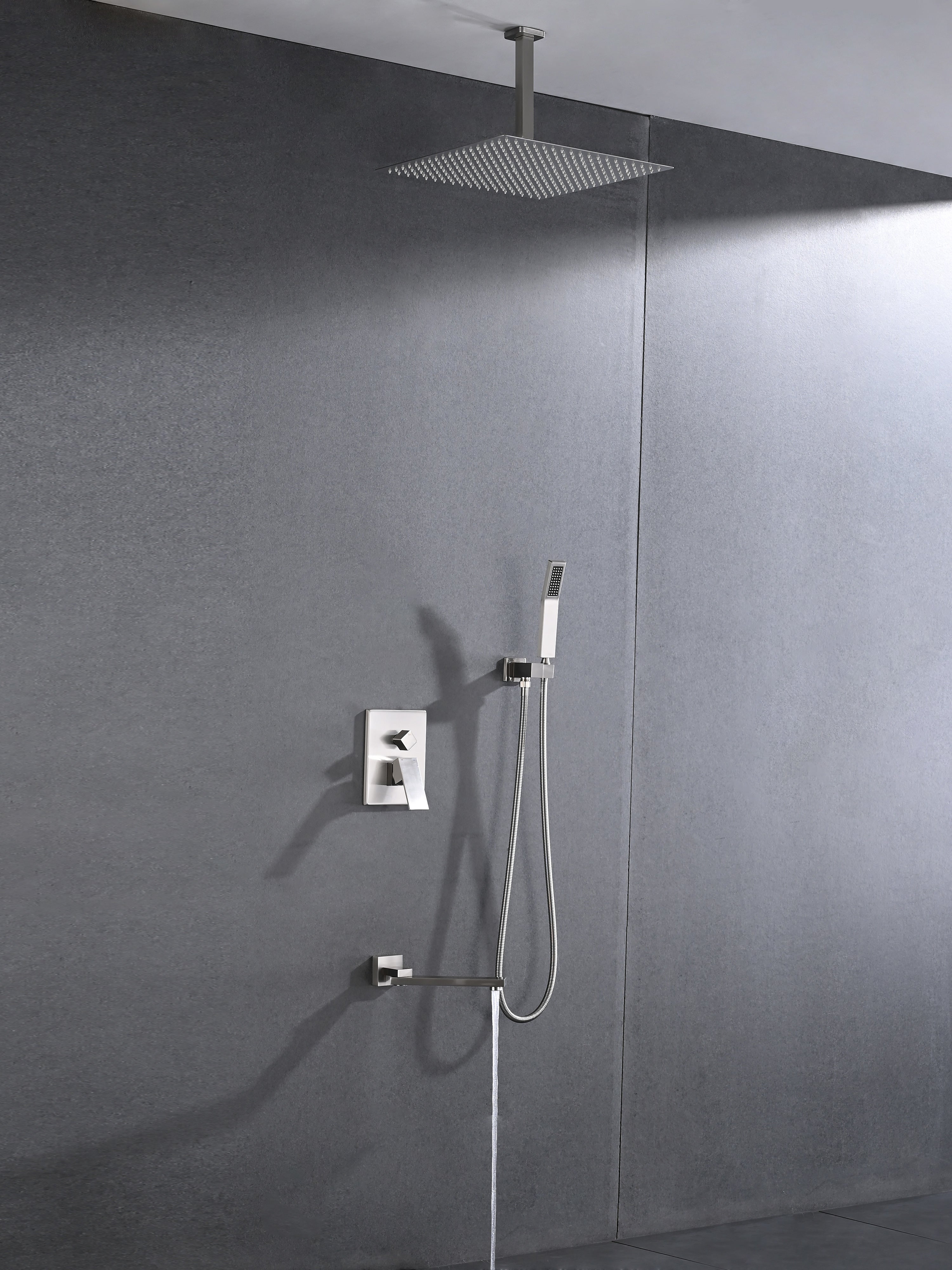 Ceiling Mounted Shower System Combo Set with Handheld and 16"Shower head