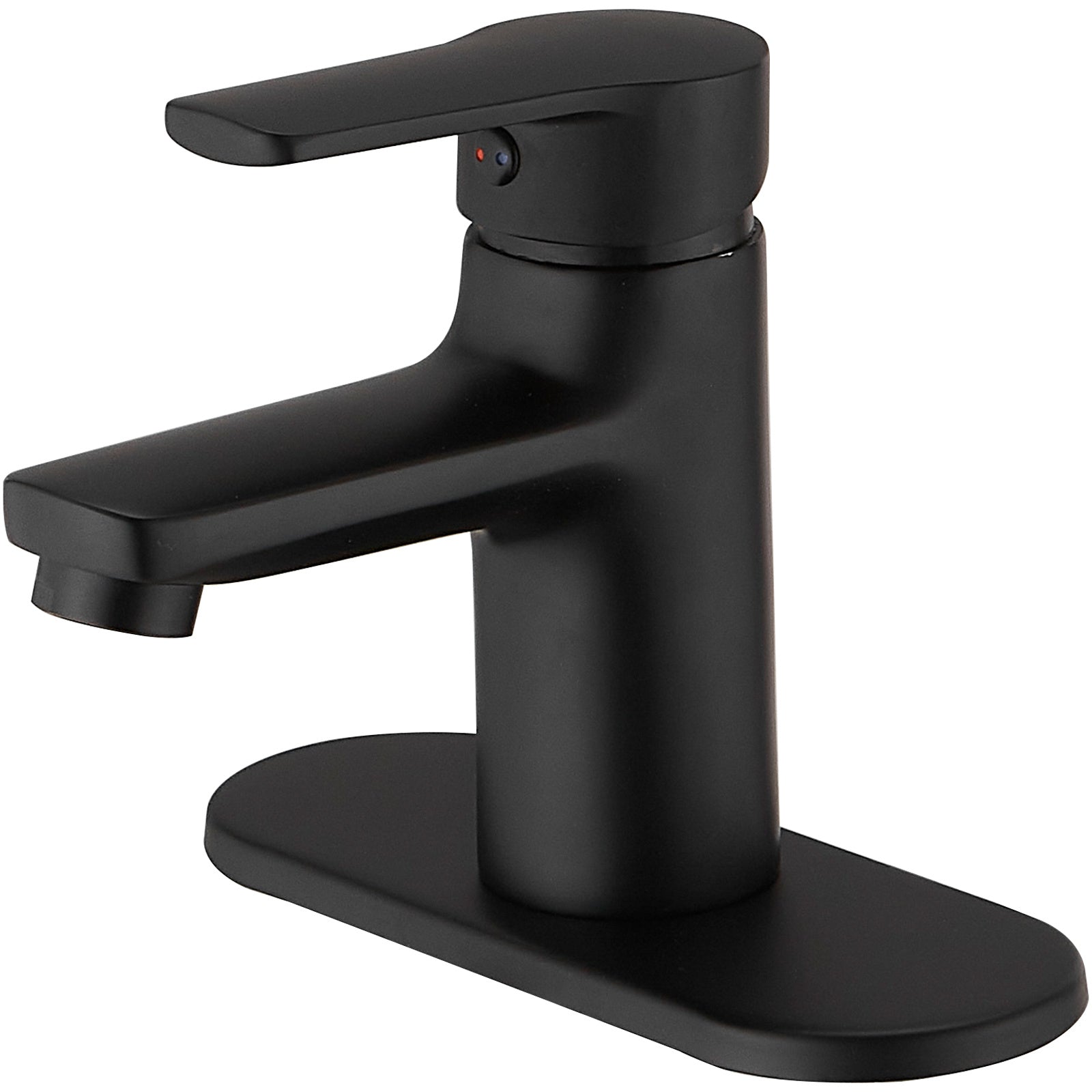 Single Handle Single Hole Low-Arc Bathroom Faucet with Supply Line in Matte Black