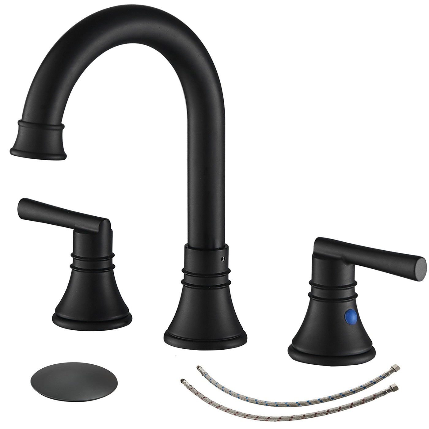 J-Spout 8 in. Widespread 2-Handle Bathroom Sink Faucet in Matte Black