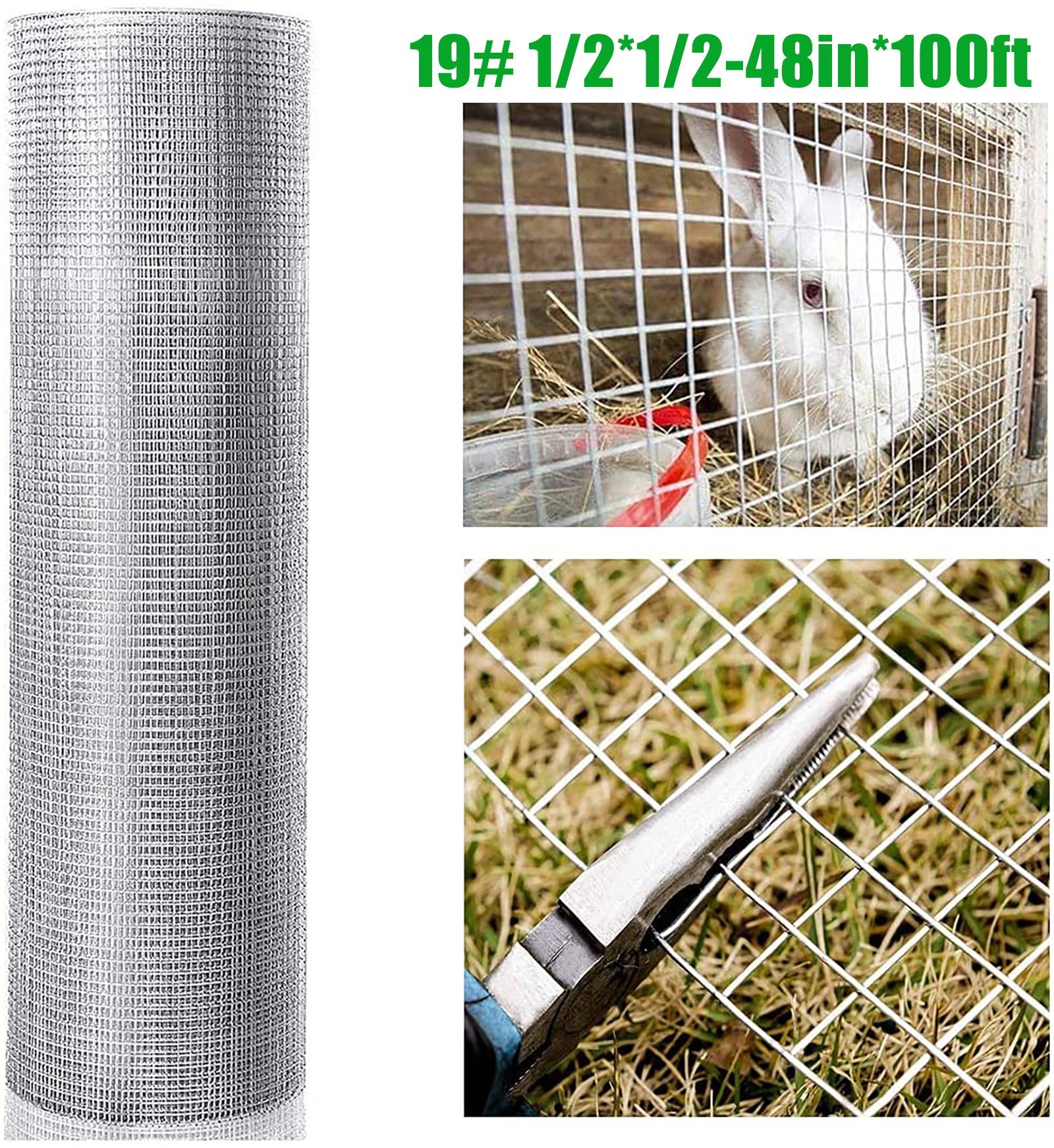 48inx100ft 1/2 in 19 Gauge Hardware Cloth Welded Cage Wire Chicken Fence mesh Rolls Square Chicken Wire Netting Raised Garden Rabbit Fence Snake Fencing Rodent Animals