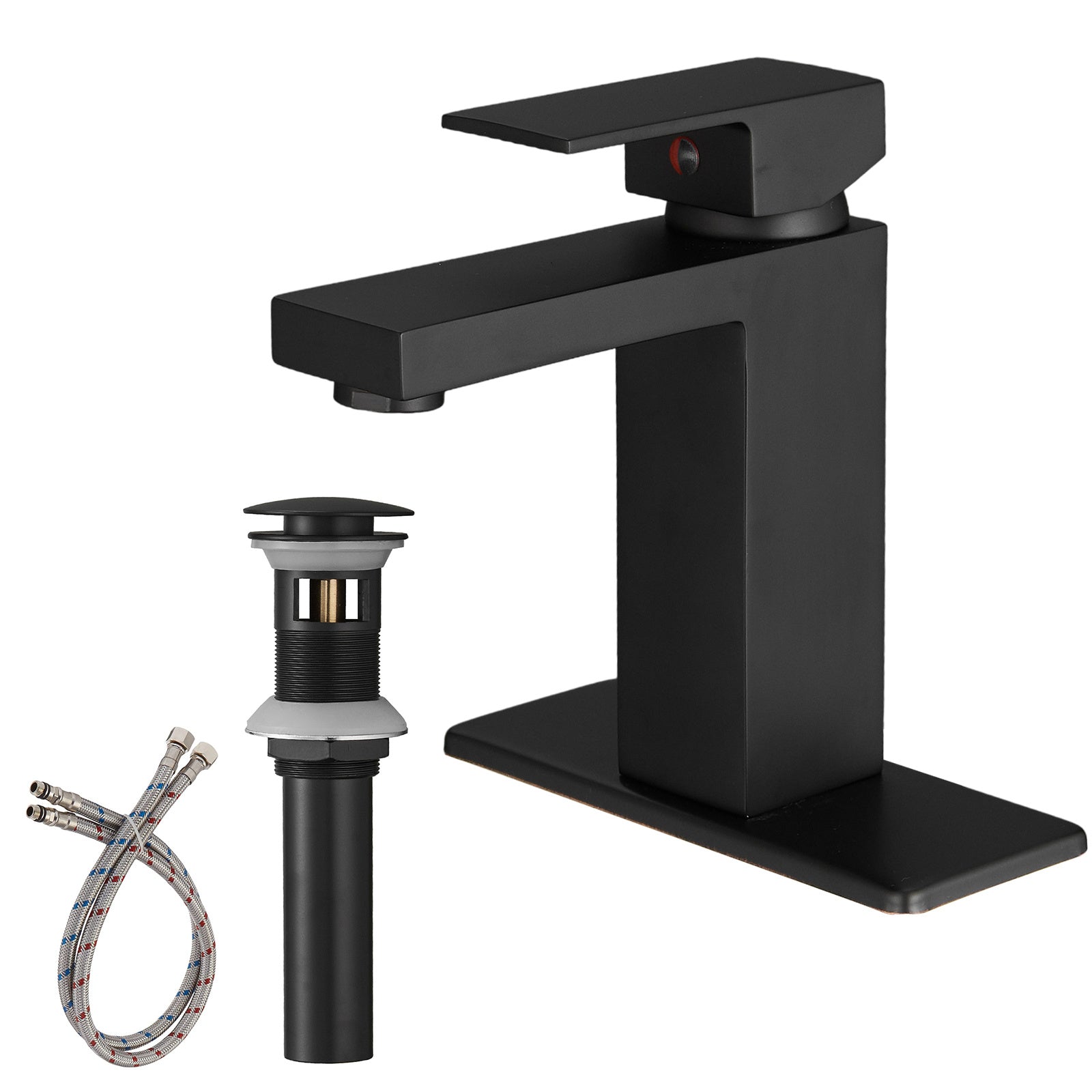 Single Hole Single-Handle Low-Arc Bathroom Faucet With Pop-up Drain Assembly in Matte Black