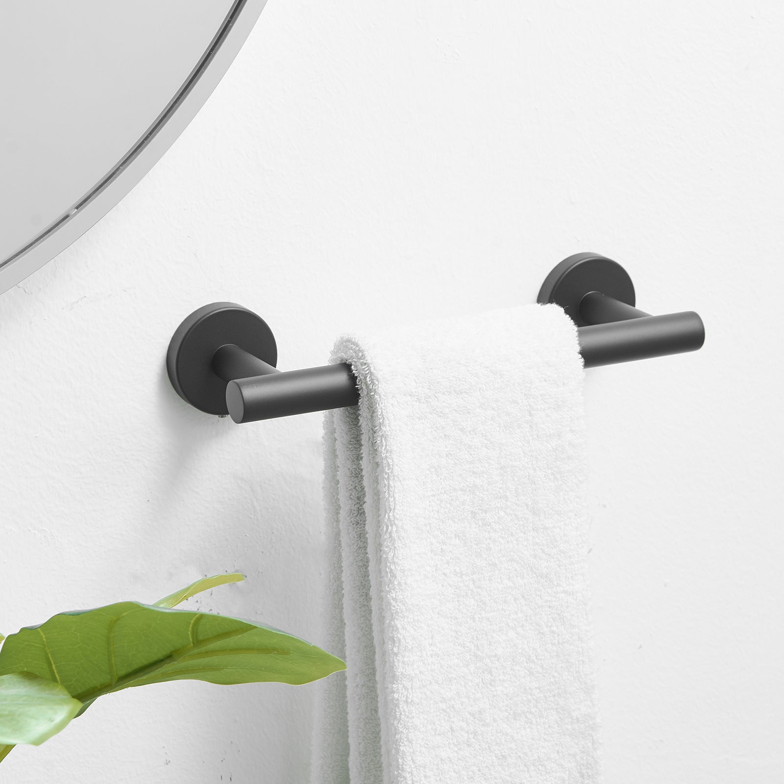 Single Post Wall Mounted Towel Bar Toilet Paper Holder in Matte Black