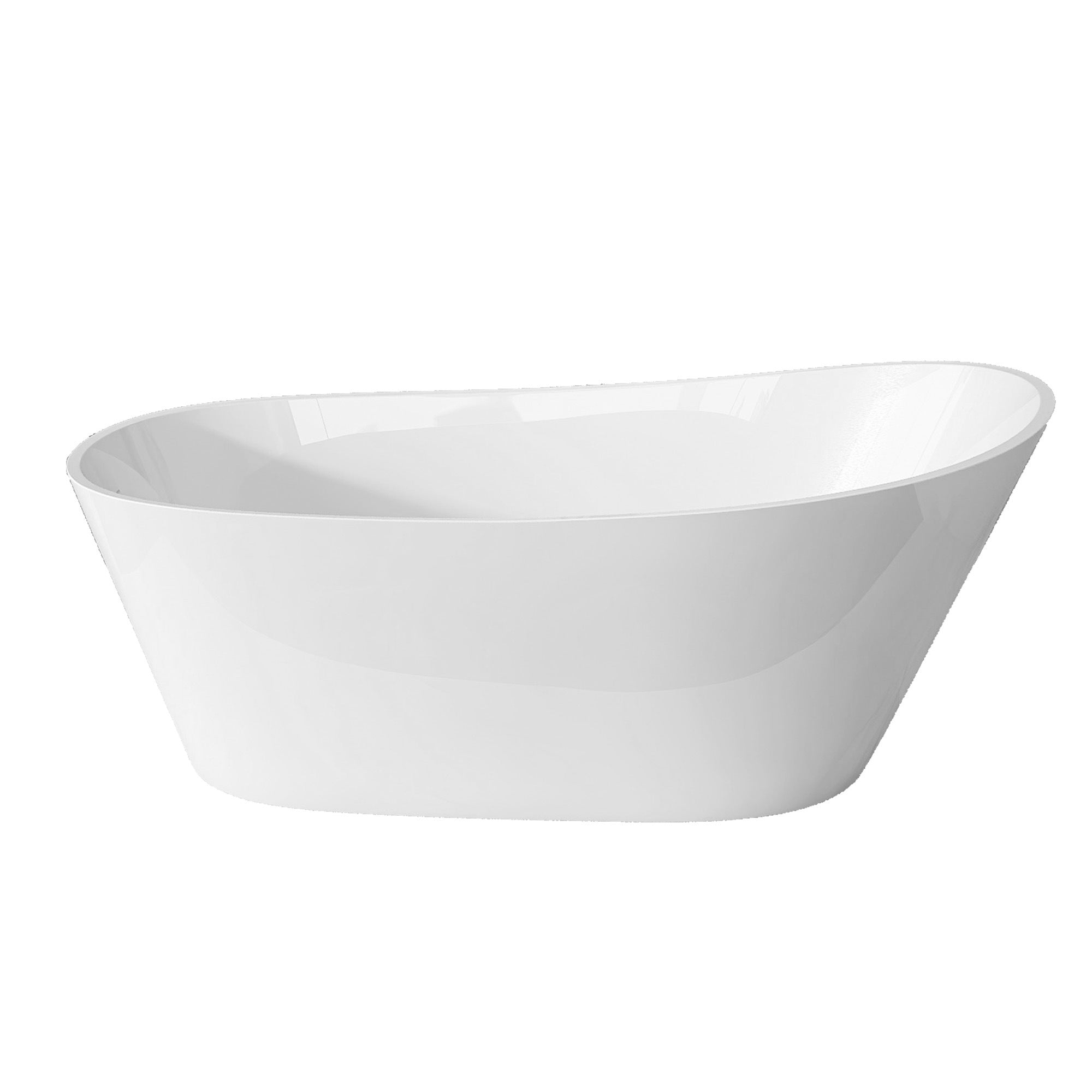 67" Acrylic Free Standing Tub - Classic Oval Shape Soaking Tub, Adjustable Freestanding Bathtub with Integrated Slotted Overflow and Chrome Pop-up Drain Anti-clogging Gloss White