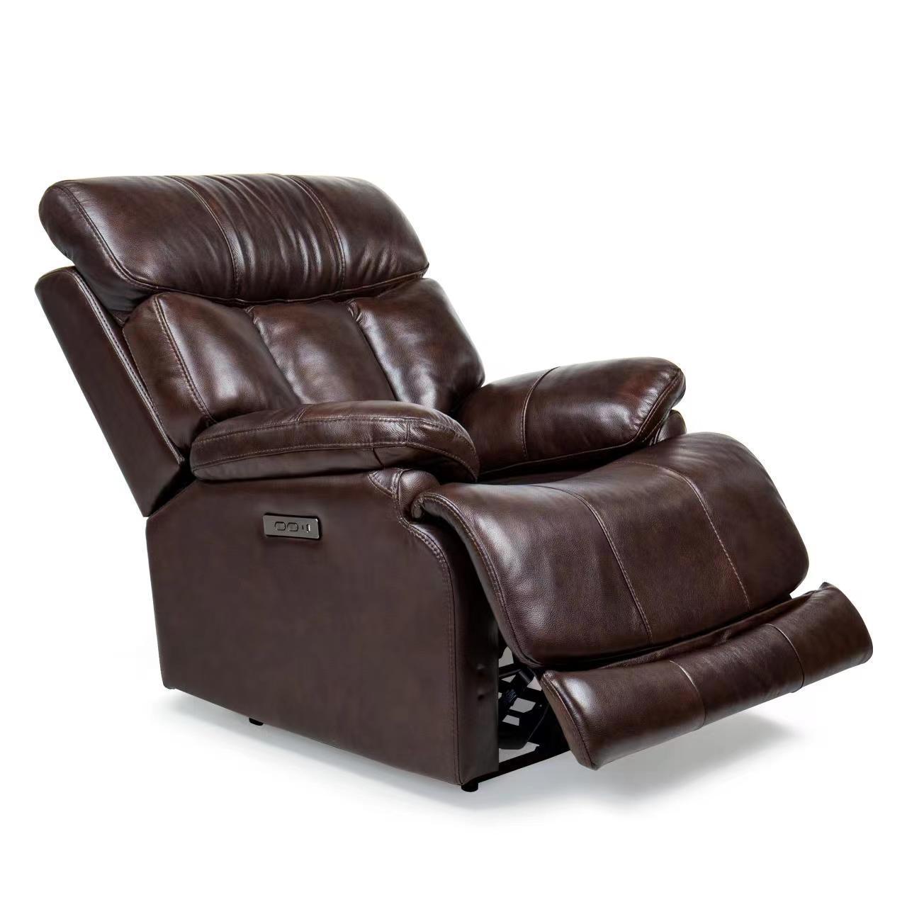 LYS Genuine leather Chocolate Brown 38.5 Width Zero Gravity Power Recliner with Power Headrest (Sofa)