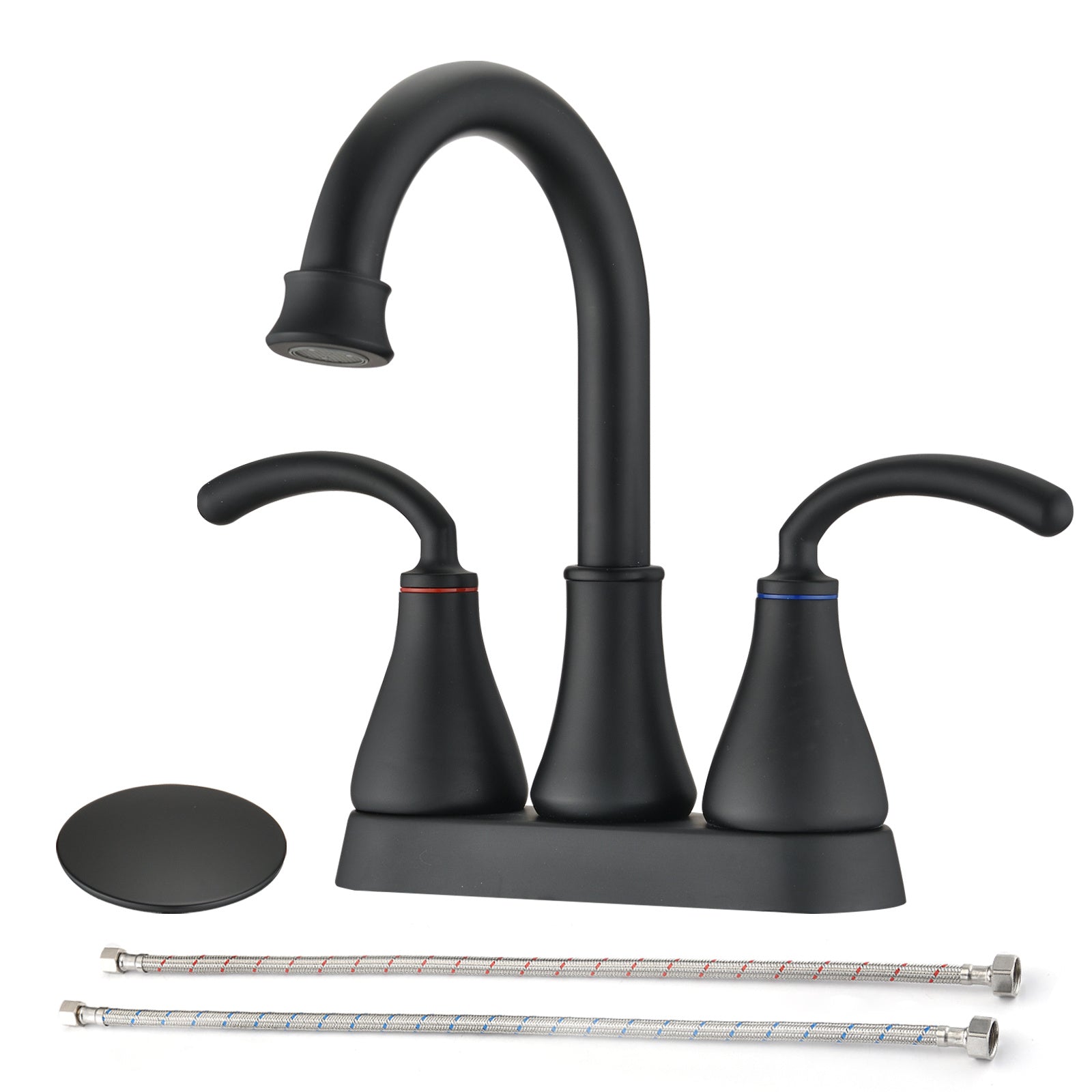 2-Handle Bathroom Sink Faucet with Pop-up Drain Matte Black