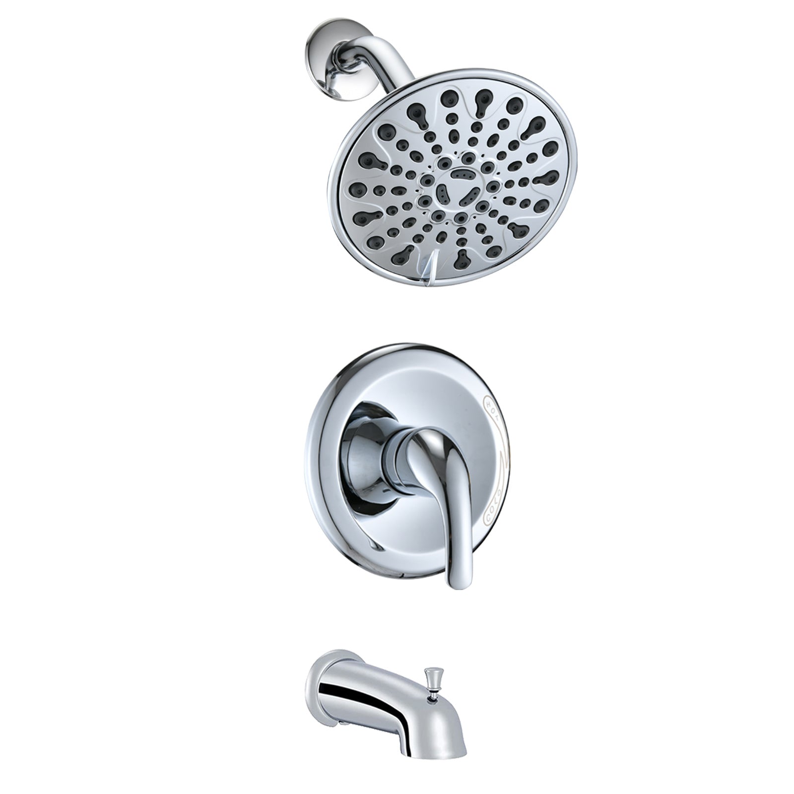 Single Handle 6-functions Shower Head Set with Tub Spout (Valve Included)