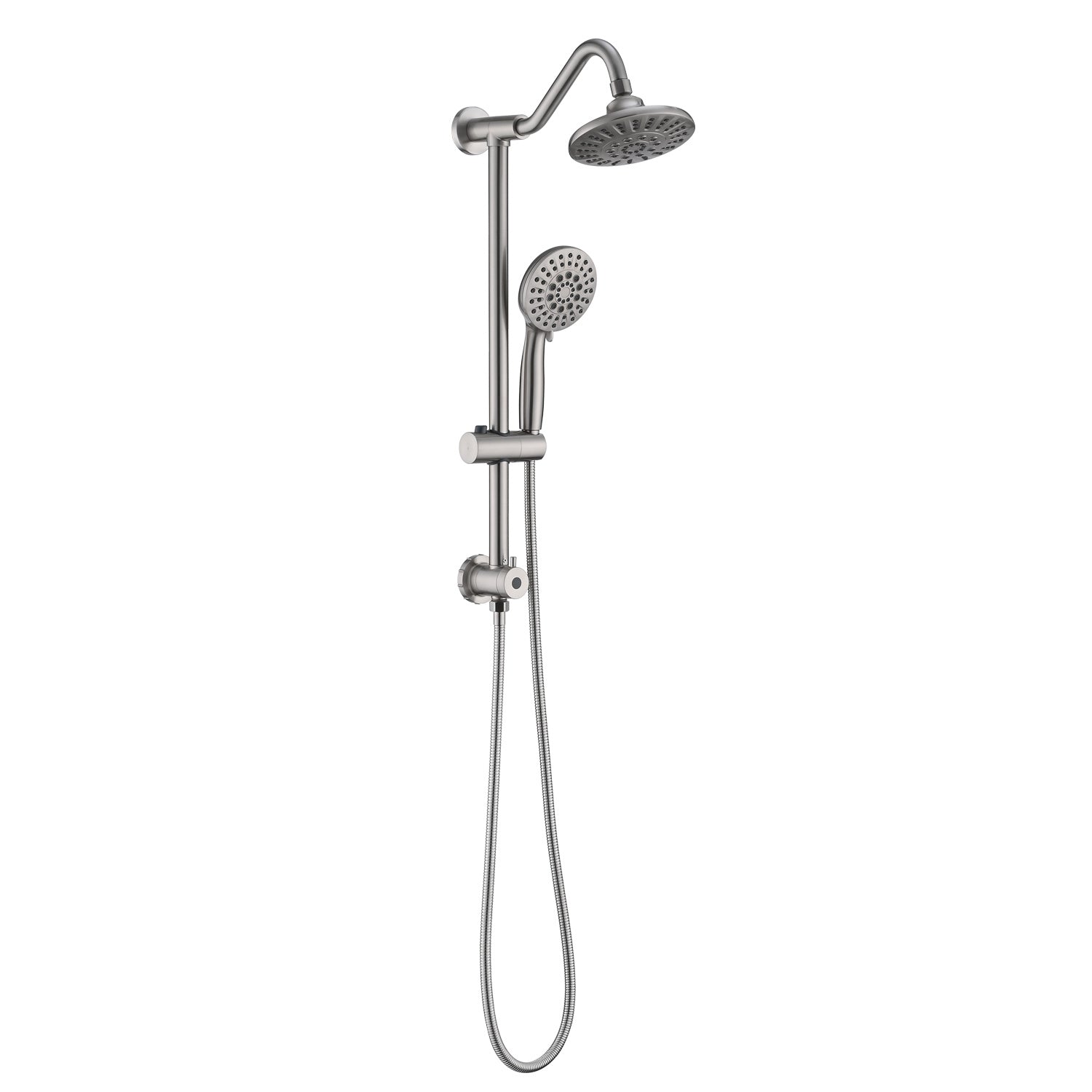 Brushed Nickel 6 Inch Rain Shower Head with Handheld Shower Head Bathroom Rain Shower System