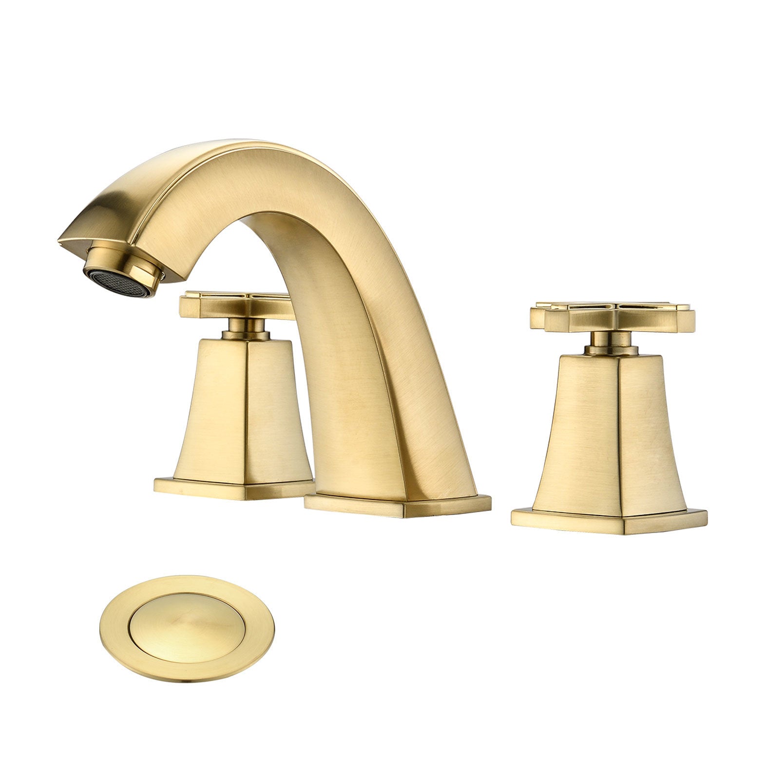 Widespread Bathroom Faucet 8 Inch 2 Handles with Drain Assembly, Brushed Gold