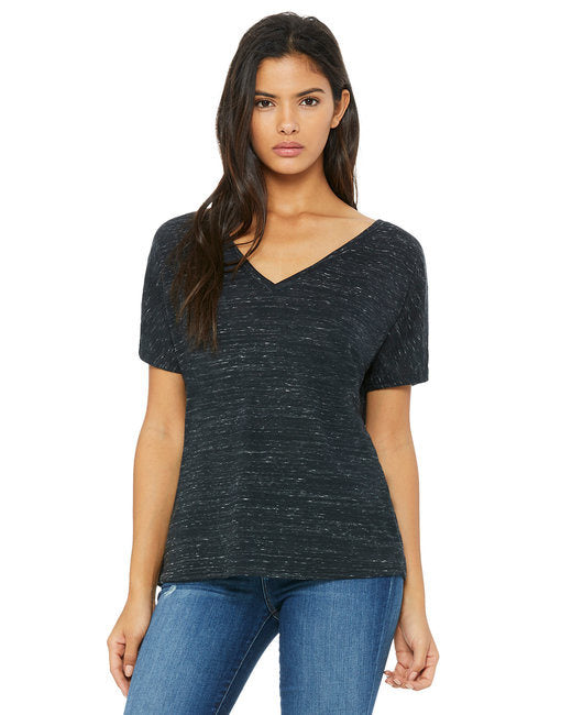 Ladies' Slouchy V-Neck T-Shirt - BLACK - S