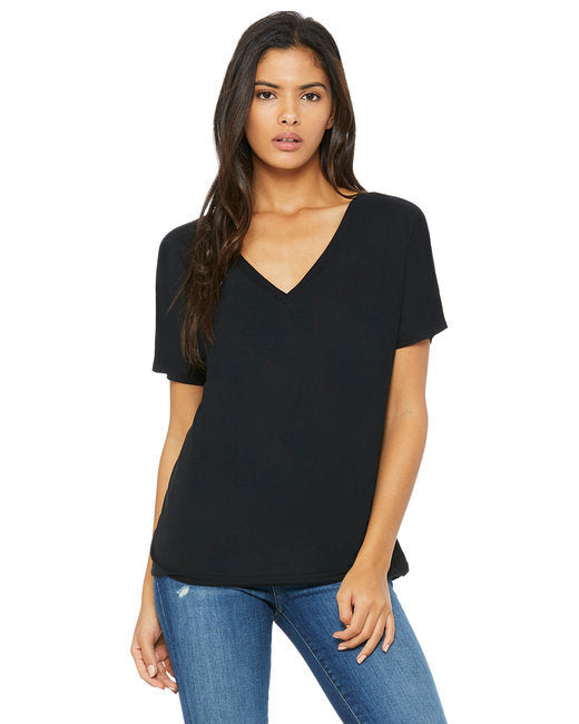 Ladies' Slouchy V-Neck T-Shirt - BLACK - S