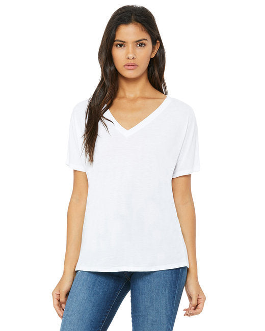 Ladies' Slouchy V-Neck T-Shirt - BLACK - S