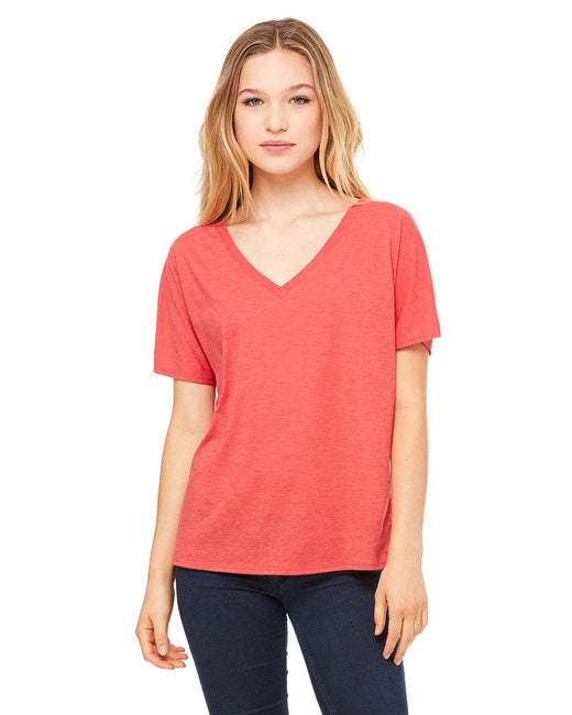 Ladies' Slouchy V-Neck T-Shirt - BLACK - S