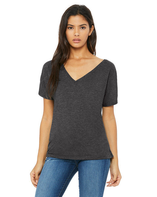 Ladies' Slouchy V-Neck T-Shirt - BLACK - S
