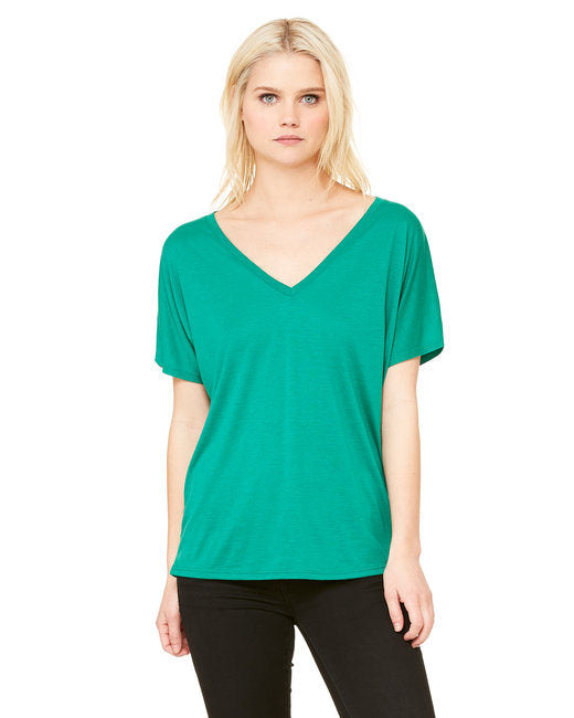 Ladies' Slouchy V-Neck T-Shirt - BLACK - S