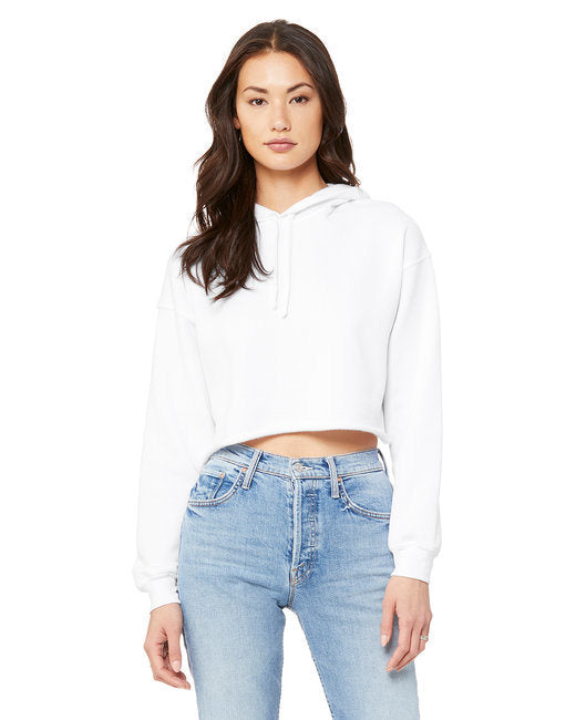 Ladies' Cropped Fleece Hoodie - PEACH - S