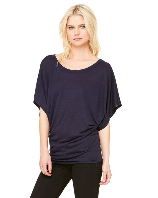 Ladies' Flowy Draped Sleeve Dolman T-Shirt - BLACK - S