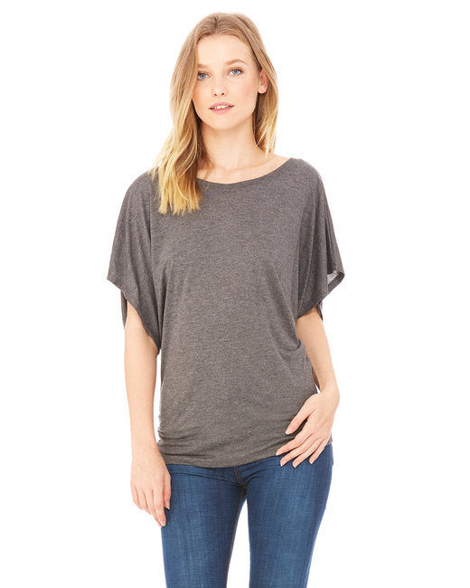 Ladies' Flowy Draped Sleeve Dolman T-Shirt - BLACK - S