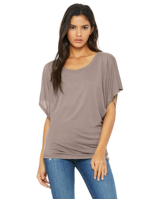 Ladies' Flowy Draped Sleeve Dolman T-Shirt - BLACK - S