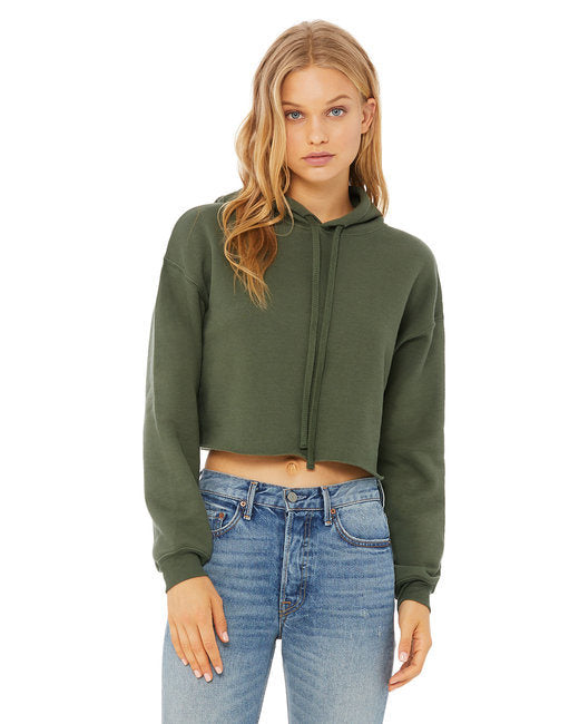 Ladies' Cropped Fleece Hoodie - PEACH - S