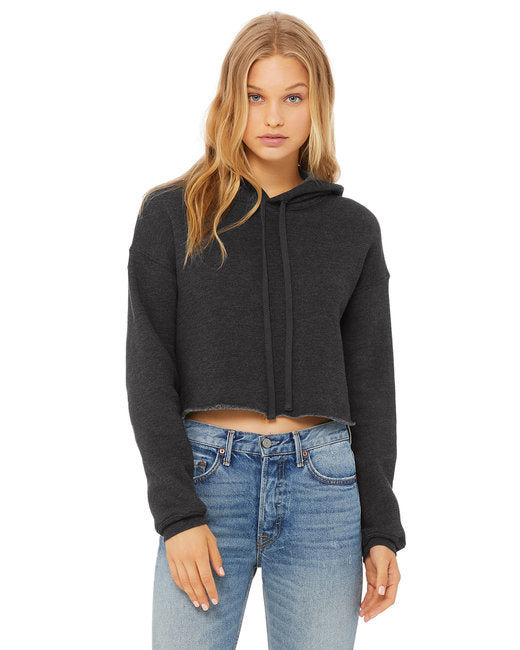 Ladies' Cropped Fleece Hoodie - PEACH - S