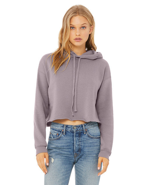 Ladies' Cropped Fleece Hoodie - PEACH - S