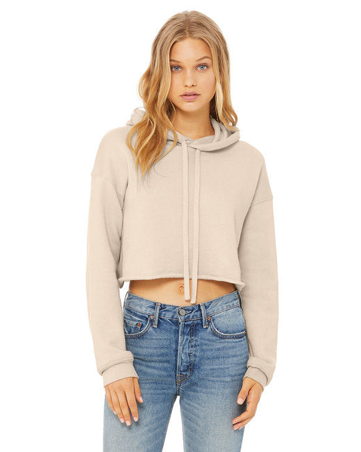Ladies' Cropped Fleece Hoodie - PEACH - S
