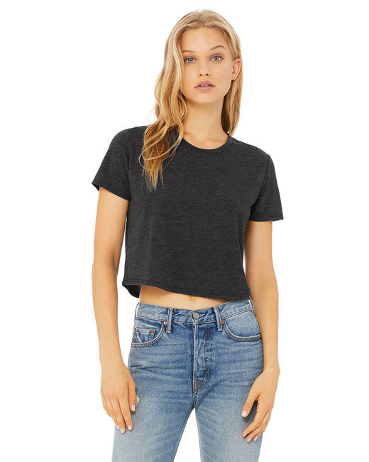 Ladies' Flowy Cropped T-Shirt - WHITE - S