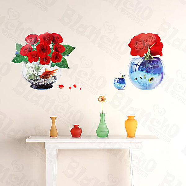 Rose Fishbowel - Wall Decals Stickers Appliques Home Decor