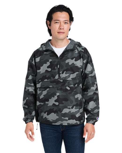 Adult Packable Anorak 1/4 Zip Jacket - BLACK - S