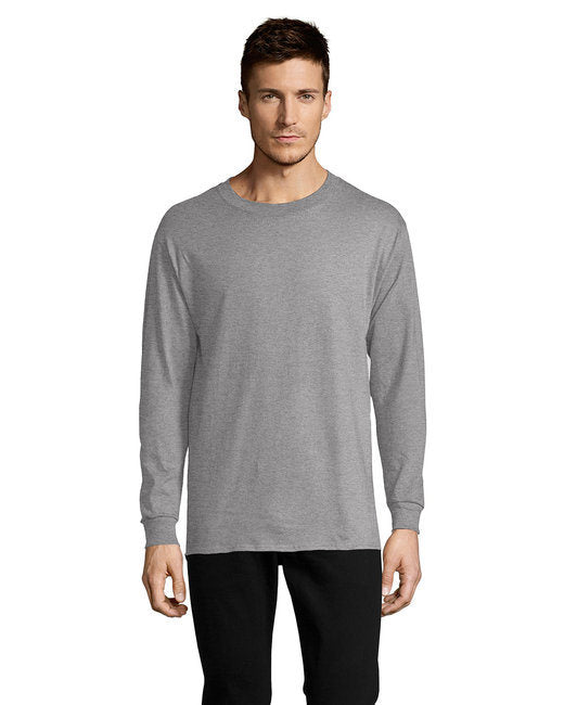 Men's 5.2 oz. ComfortSoft® Cotton Long-Sleeve T-Shirt - WHITE - S