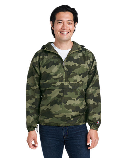 Adult Packable Anorak 1/4 Zip Jacket - BLACK - S