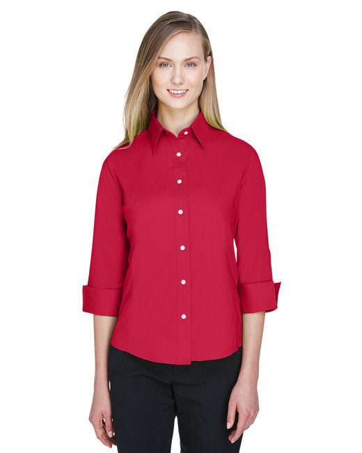 Ladies' Perfect Fit™ 3/4-Sleeve Stretch Poplin Blouse - LIME - S