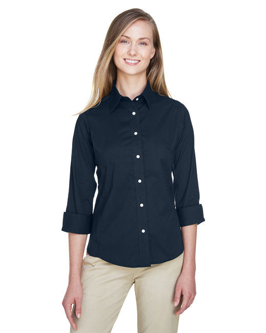 Ladies' Perfect Fit™ 3/4-Sleeve Stretch Poplin Blouse - LIME - S