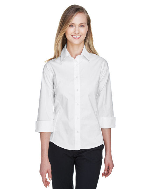 Ladies' Perfect Fit™ 3/4-Sleeve Stretch Poplin Blouse - LIME - S