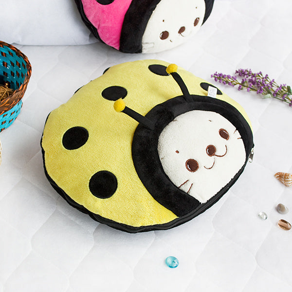 [Sirotan - Ladybug Yellow] Blanket Pillow Cushion / Travel Pillow Blanket (39.4 by 59.1 inches)