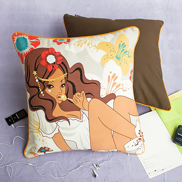 [Candy Girl] Cotton Decorative Pillow Cushion / Floor Cushion (19.7 by 19.7 inches)